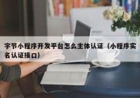 字節(jié)小程序開發(fā)平臺怎么主體認證（小程序實名認證接口）