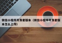 微信小程序開發(fā)者版本（微信小程序開發(fā)者版本怎么上傳）